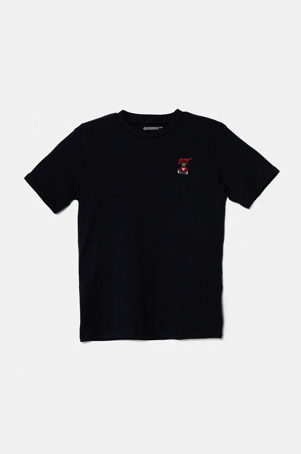 Guess Dječja pamučna majica kratkih rukava Guess boja: tamno plava, s aplikacijom, L4BI38 I3Z13