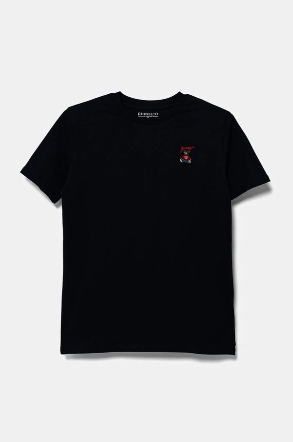 Guess Dječja pamučna majica kratkih rukava Guess boja: tamno plava, s aplikacijom, L5RI33 I3Z14