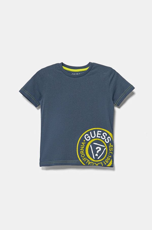 Guess Dječja pamučna majica kratkih rukava Guess boja: tamno plava, s tiskom, N5RI15 K8HM4
