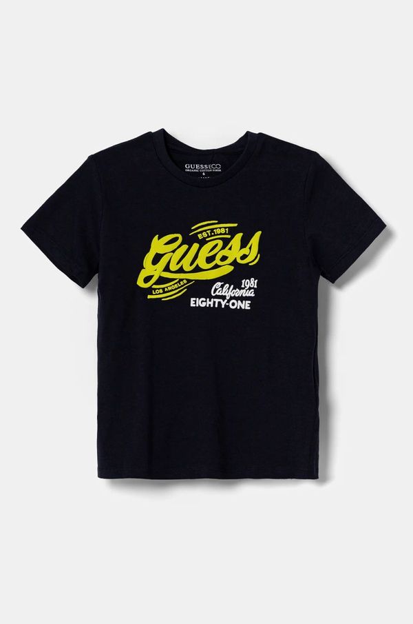 Guess Dječja pamučna majica kratkih rukava Guess boja: tamno plava, s tiskom, N5RI16 K8HM4