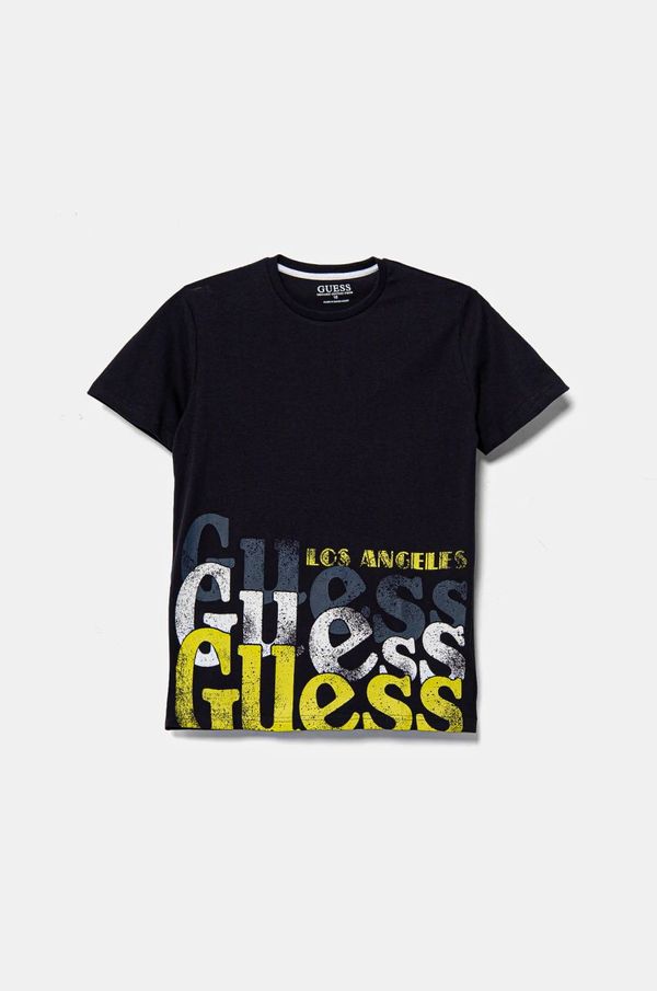 Guess Dječja pamučna majica kratkih rukava Guess boja: tamno plava, s uzorkom, L5RI12 K8HM4