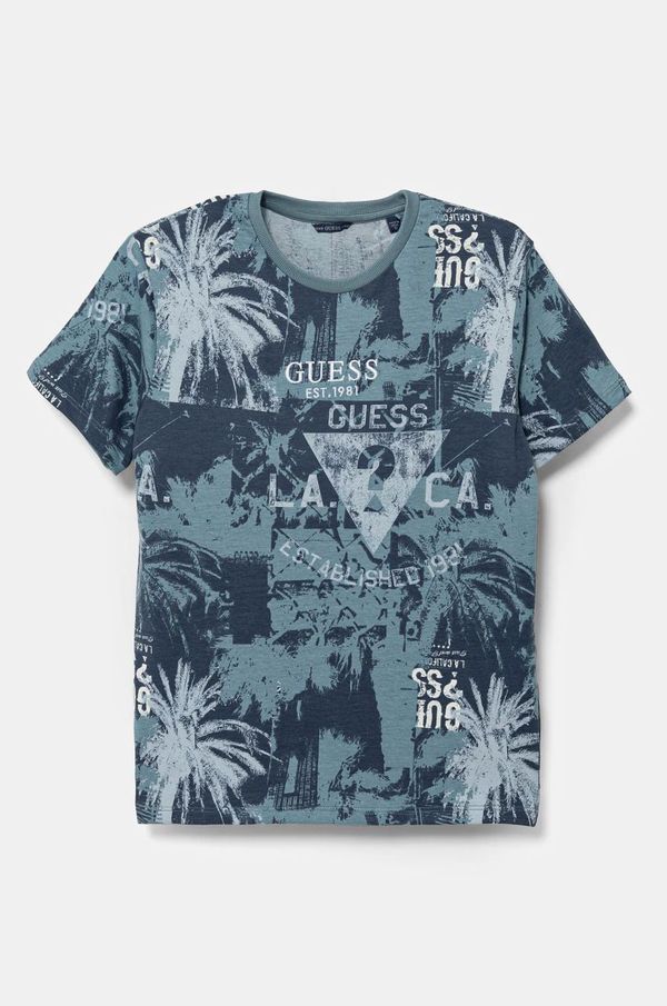 Guess Dječja pamučna majica kratkih rukava Guess boja: tamno plava, s uzorkom, L5RI18 K8HM4