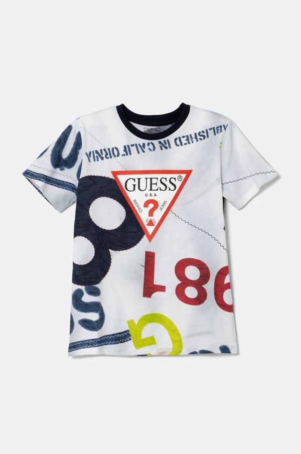Guess Dječja pamučna majica kratkih rukava Guess boja: tamno plava, s uzorkom, N5RI14 K8HM4