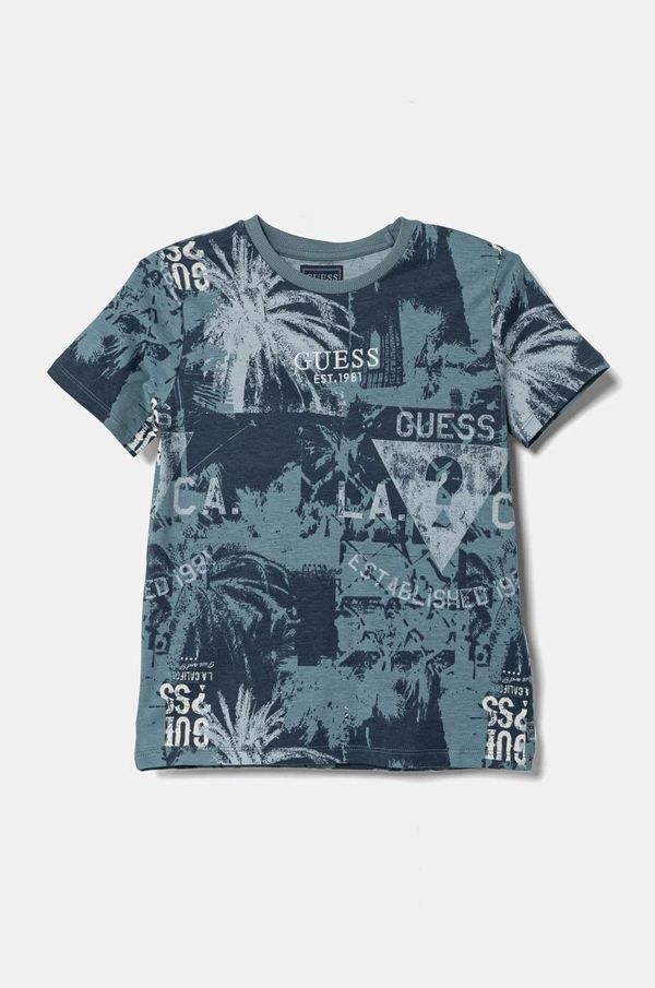 Guess Dječja pamučna majica kratkih rukava Guess boja: tamno plava, s uzorkom, N5RI18 K8HM4