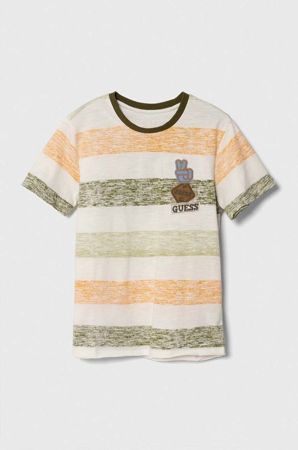 Guess Dječja pamučna majica kratkih rukava Guess boja: zelena, s uzorkom