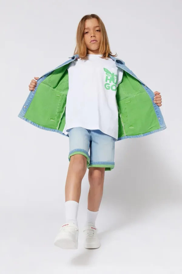 HUGO Dječja pamučna majica kratkih rukava HUGO boja: bijela, s tiskom, G00340