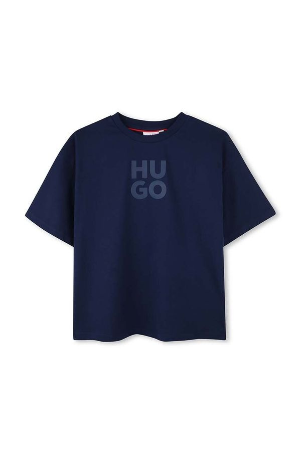 Hugo Dječja pamučna majica kratkih rukava HUGO boja: tamno plava, s tiskom, G00143