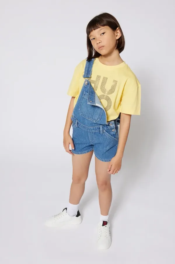 HUGO Dječja pamučna majica kratkih rukava HUGO boja: žuta, G00391