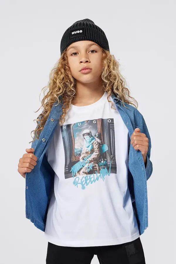 HUGO Dječja pamučna majica kratkih rukava HUGO