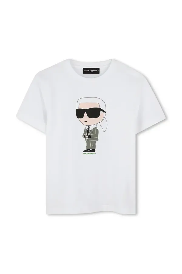 Karl Lagerfeld Dječja pamučna majica kratkih rukava Karl Lagerfeld boja: bijela, s tiskom, Z30437