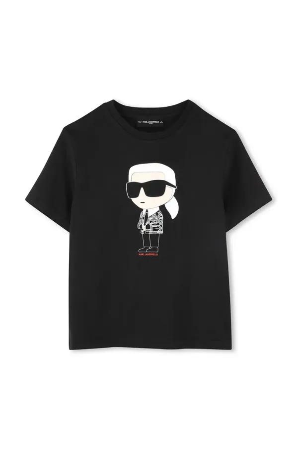 Karl Lagerfeld Dječja pamučna majica kratkih rukava Karl Lagerfeld boja: crna, s tiskom, Z30438