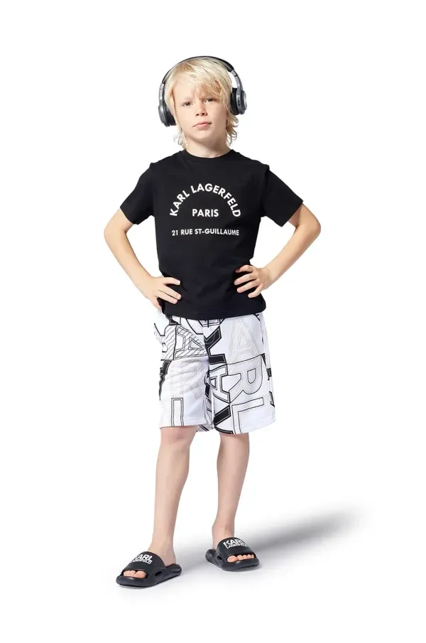 Karl Lagerfeld Dječja pamučna majica kratkih rukava Karl Lagerfeld boja: crna, s tiskom, Z30439
