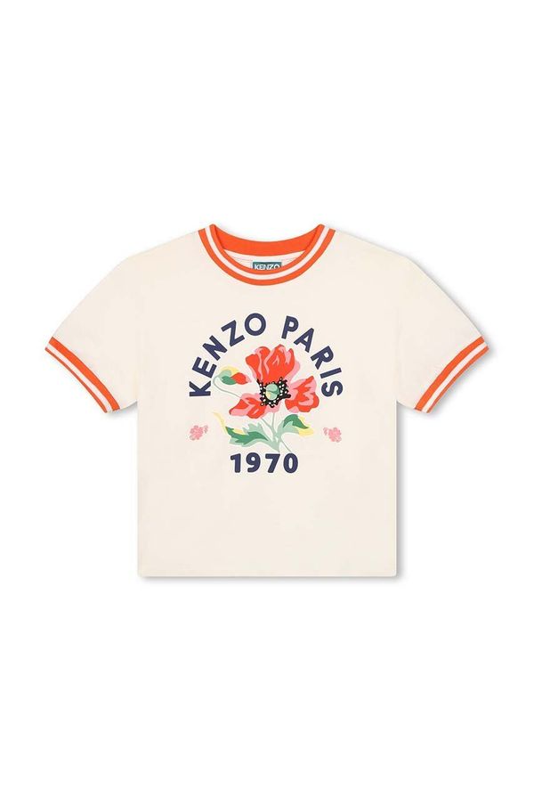 Kenzo kids Dječja pamučna majica kratkih rukava Kenzo Kids boja: bež, K60557