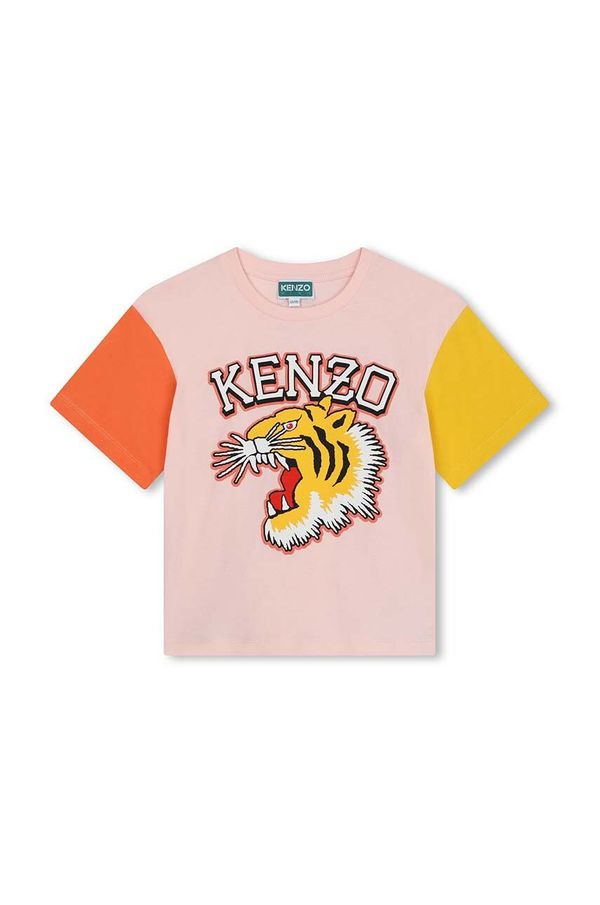 Kenzo kids Dječja pamučna majica kratkih rukava Kenzo Kids boja: ružičasta