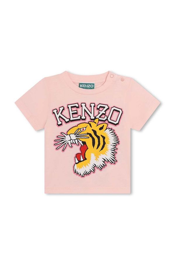 Kenzo kids Dječja pamučna majica kratkih rukava Kenzo Kids boja: ružičasta, s tiskom