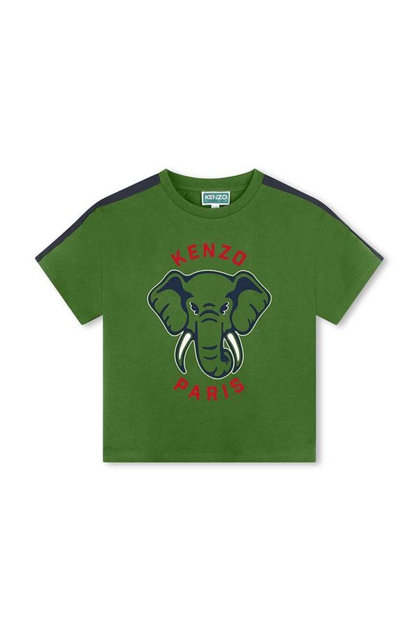 Kenzo kids Dječja pamučna majica kratkih rukava Kenzo Kids boja: zelena, s tiskom, K60745