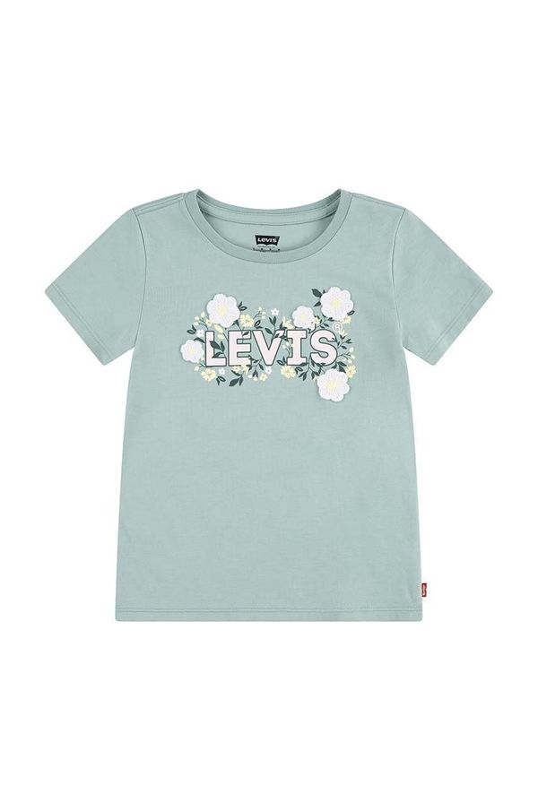 Levi's Dječja pamučna majica kratkih rukava Levi's WILDFLOWERS BATWING TEE boja: tirkizna, 3EL036