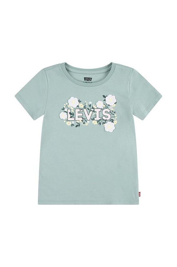 Levi's Dječja pamučna majica kratkih rukava Levi's WILDFLOWERS BATWING TEE boja: tirkizna, 4EL036