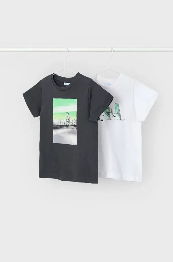 Mayoral Dječja pamučna majica kratkih rukava Mayoral 2-pack boja: crna, s tiskom, 3049