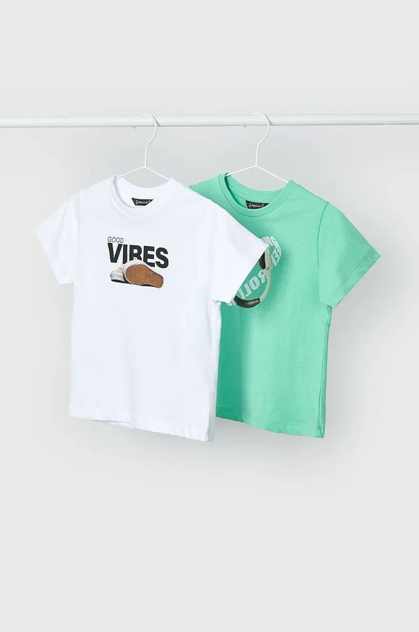 Mayoral Dječja pamučna majica kratkih rukava Mayoral 2-pack boja: zelena, s tiskom, 3040