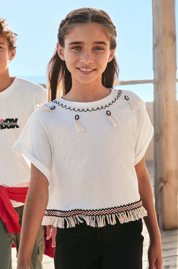 Mayoral Dječja pamučna majica kratkih rukava Mayoral boja: bež