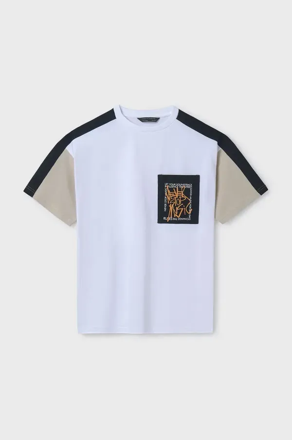 Mayoral Dječja pamučna majica kratkih rukava Mayoral boja: bež, s tiskom, 6015