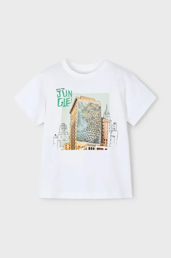 Mayoral Dječja pamučna majica kratkih rukava Mayoral boja: bijela, s tiskom, 3043