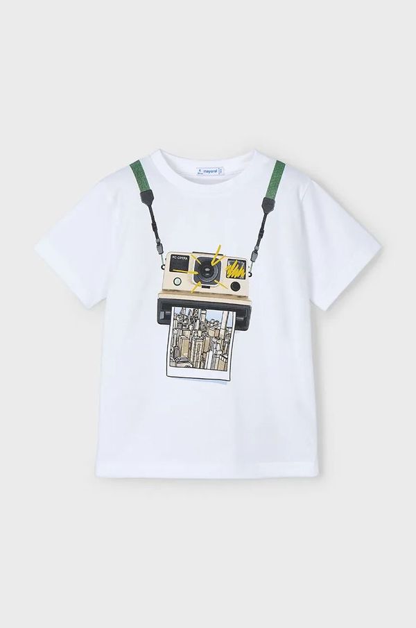 Mayoral Dječja pamučna majica kratkih rukava Mayoral boja: bijela, s tiskom, 3044