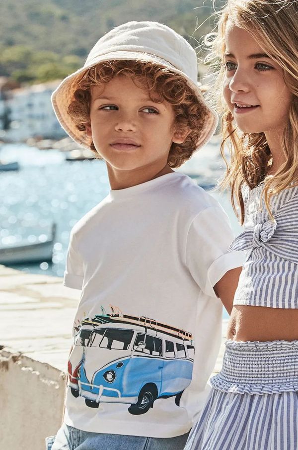 Mayoral Dječja pamučna majica kratkih rukava Mayoral boja: bijela, s tiskom, 3047