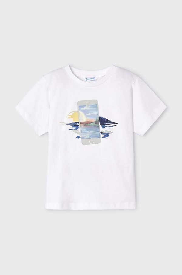 Mayoral Dječja pamučna majica kratkih rukava Mayoral boja: bijela, s tiskom