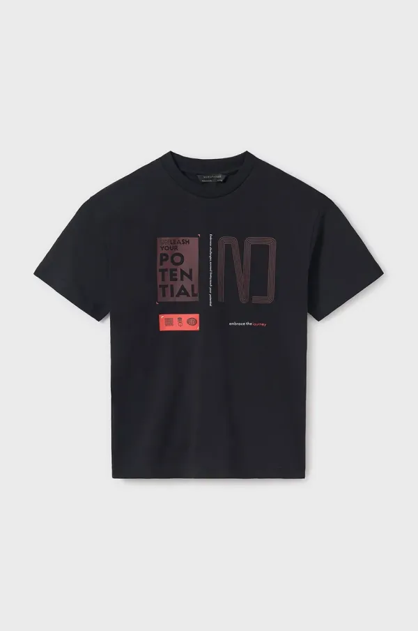 Mayoral Dječja pamučna majica kratkih rukava Mayoral boja: crna, bez uzorka, 6014