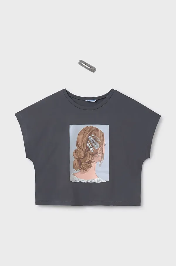 Mayoral Dječja pamučna majica kratkih rukava Mayoral boja: siva, 6021