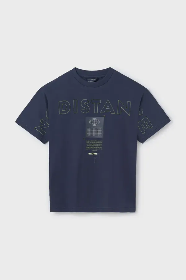 Mayoral Dječja pamučna majica kratkih rukava Mayoral boja: tamno plava, s tiskom, 6011