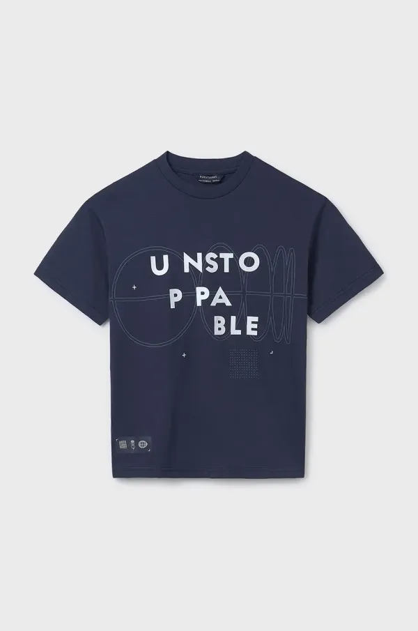 Mayoral Dječja pamučna majica kratkih rukava Mayoral boja: tamno plava, s tiskom, 6013