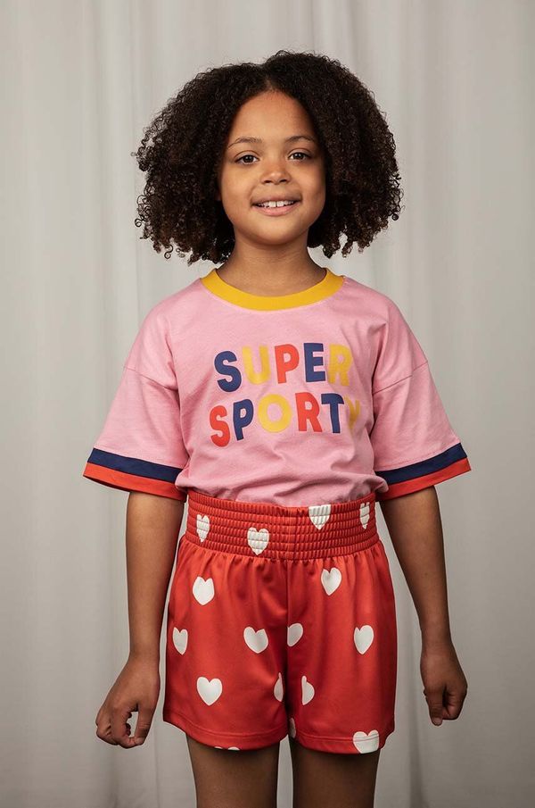 Mini Rodini Dječja pamučna majica kratkih rukava Mini Rodini boja: ružičasta, s tiskom