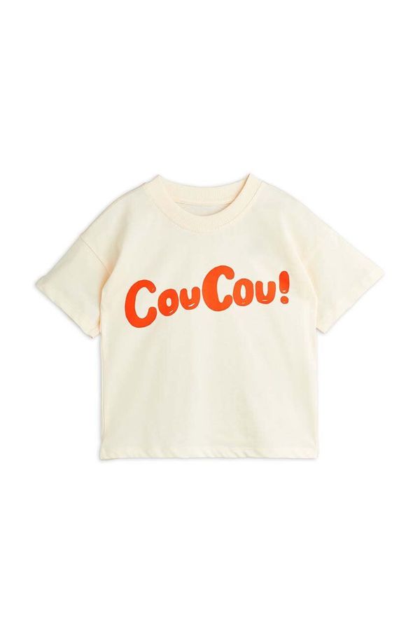 Mini Rodini Dječja pamučna majica kratkih rukava Mini Rodini Coucou boja: bež, s tiskom, 2472012911