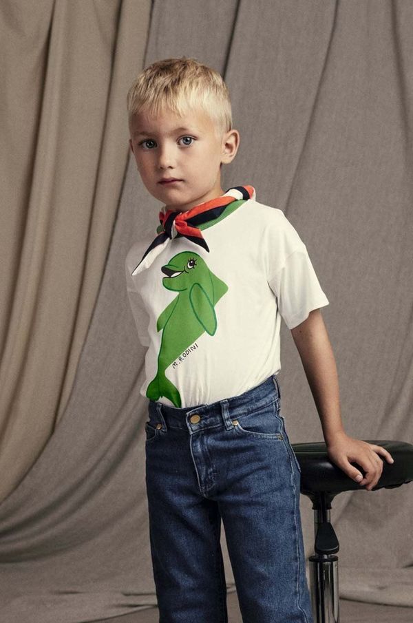 Mini Rodini Dječja pamučna majica kratkih rukava Mini Rodini Dolphin boja: bijela, s tiskom