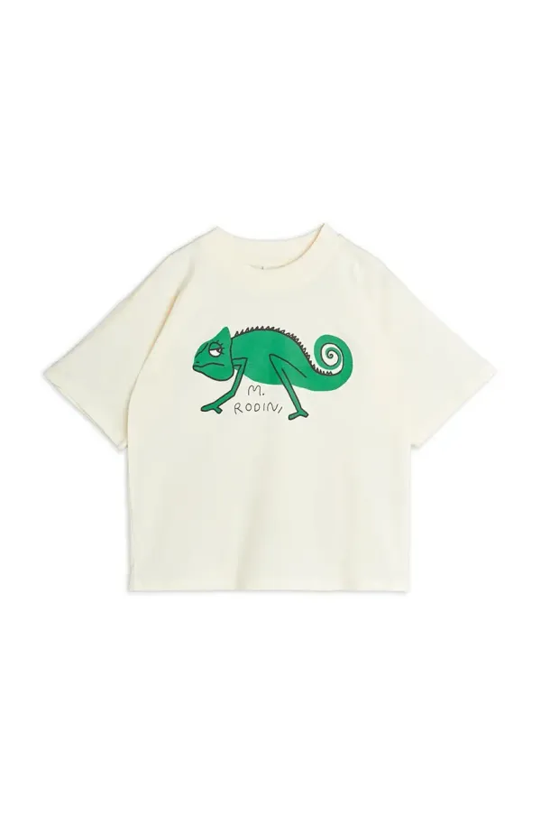 Mini Rodini Dječja pamučna majica kratkih rukava Mini Rodini Lizard boja: bež, s tiskom, 2522015911
