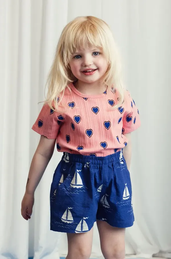 Mini Rodini Dječja pamučna majica kratkih rukava Mini Rodini Outlined hearts boja: ružičasta, 2522013128