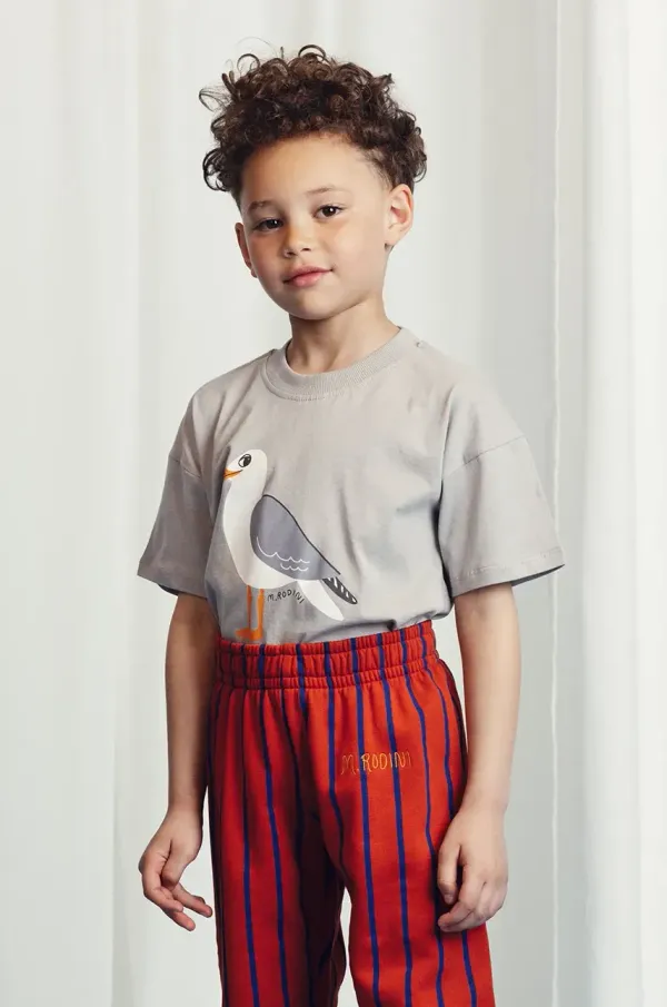Mini Rodini Dječja pamučna majica kratkih rukava Mini Rodini Seagull boja: siva, s tiskom, 2522013797