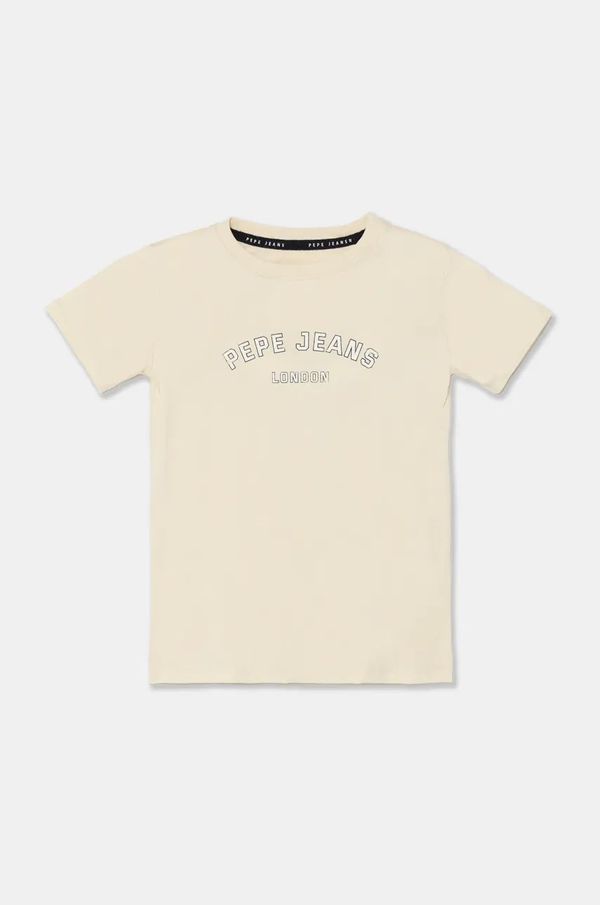 Pepe Jeans Dječja pamučna majica kratkih rukava Pepe Jeans ALDRIDGE boja: bež, s tiskom, PB503918