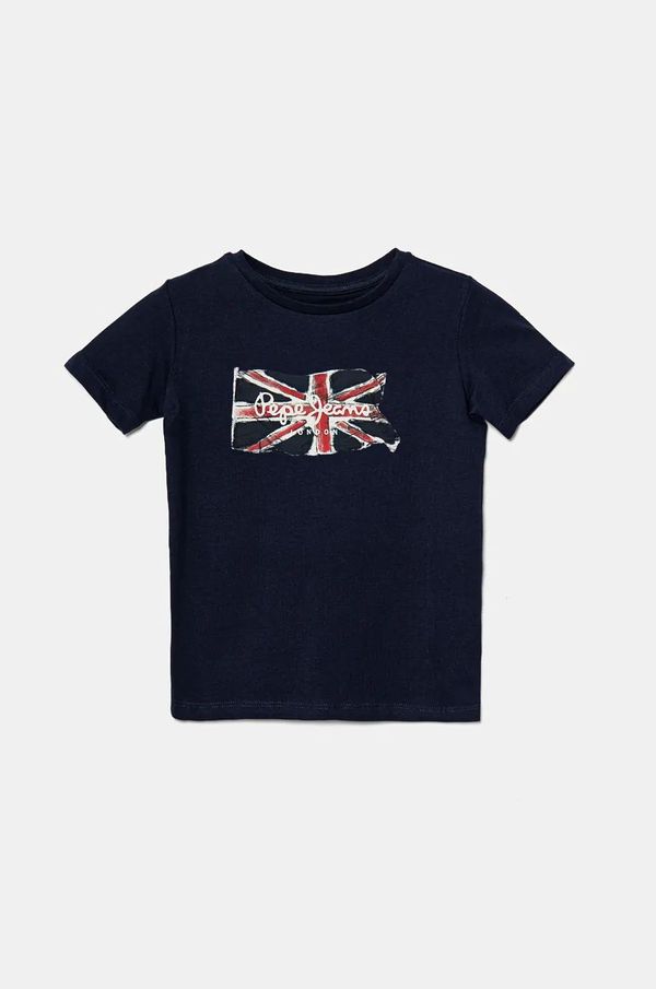 Pepe Jeans Dječja pamučna majica kratkih rukava Pepe Jeans CLAG boja: tamno plava, s tiskom, PB503910