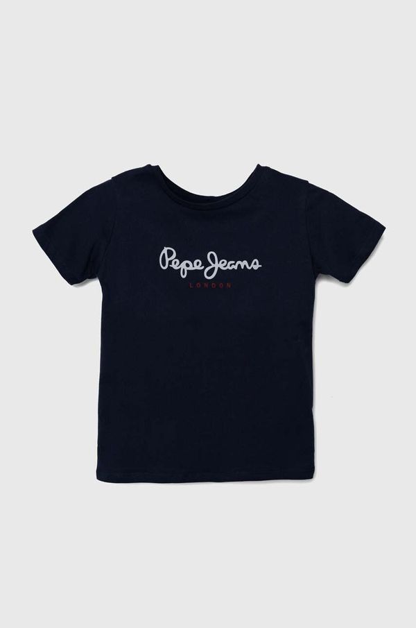 Pepe Jeans Dječja pamučna majica kratkih rukava Pepe Jeans NEW ARTN boja: tamno plava, s tiskom, PB503920