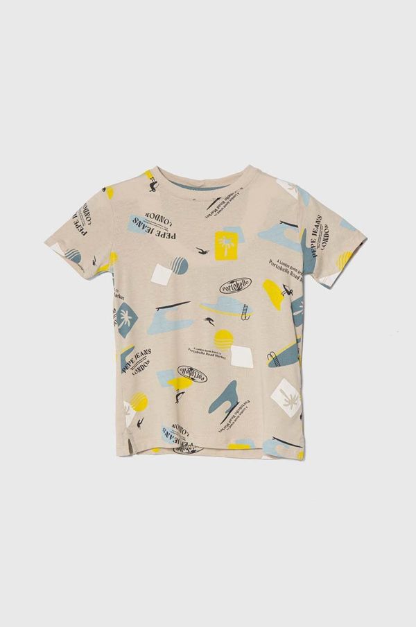 Pepe Jeans Dječja pamučna majica kratkih rukava Pepe Jeans REDGE boja: bež, s uzorkom
