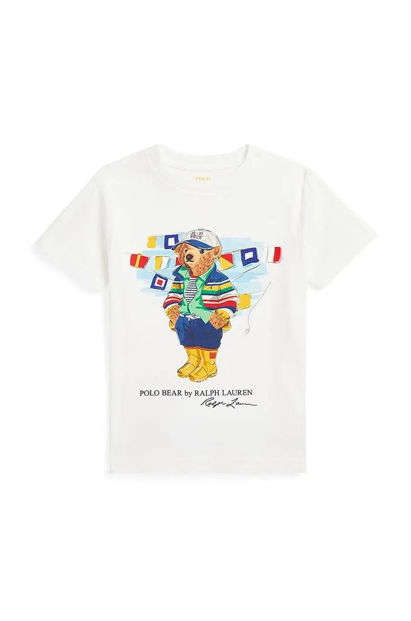 Polo Ralph Lauren Dječja pamučna majica kratkih rukava Polo Ralph Lauren boja: bijela, s tiskom, 322958332001