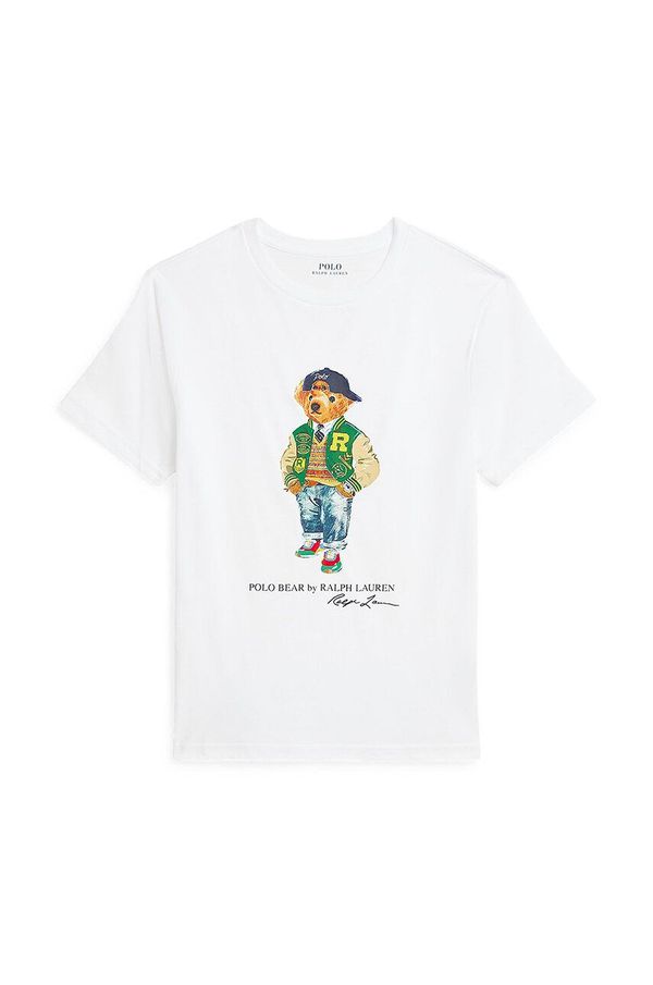 Polo Ralph Lauren Dječja pamučna majica kratkih rukava Polo Ralph Lauren boja: bijela, s tiskom, 323853828043