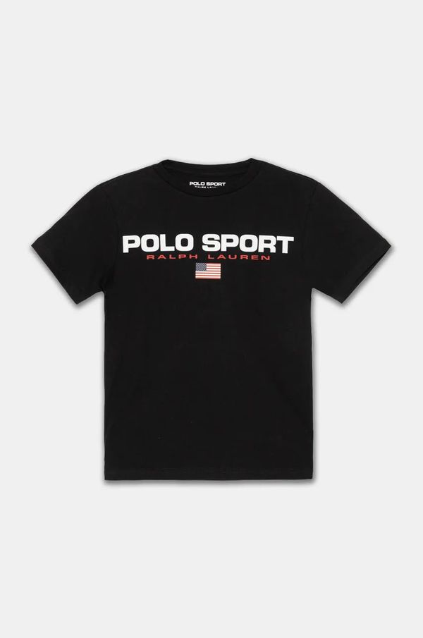 Polo Ralph Lauren Dječja pamučna majica kratkih rukava Polo Ralph Lauren boja: crna, s tiskom, 323837629005