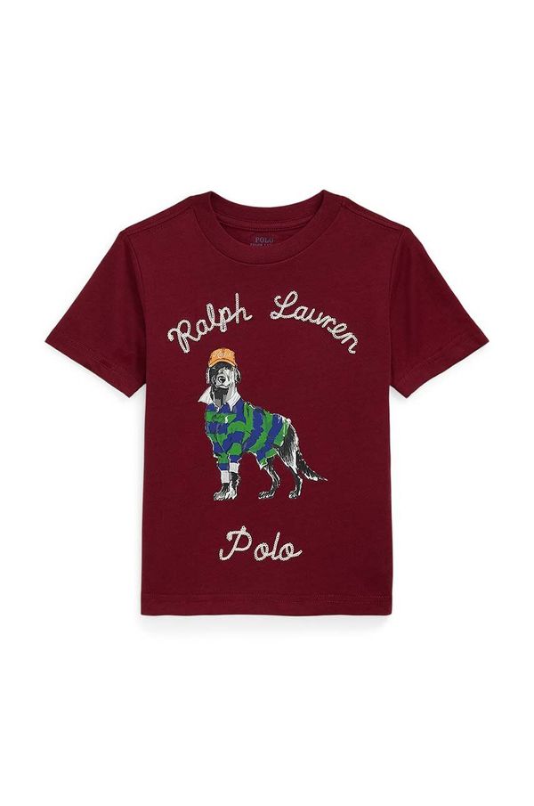 Polo Ralph Lauren Dječja pamučna majica kratkih rukava Polo Ralph Lauren boja: crvena, s tiskom, 322952497001