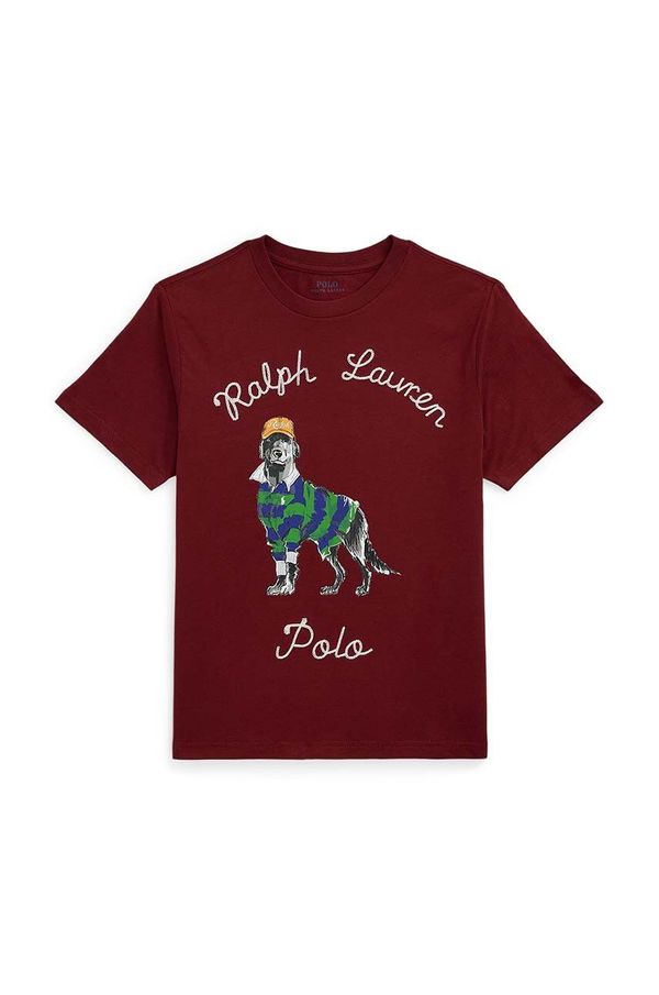 Polo Ralph Lauren Dječja pamučna majica kratkih rukava Polo Ralph Lauren boja: crvena, s tiskom, 323952497001