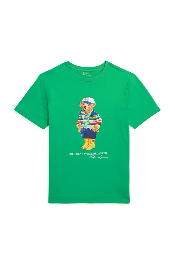 Polo Ralph Lauren Dječja pamučna majica kratkih rukava Polo Ralph Lauren boja: zelena, s tiskom, 323853828042